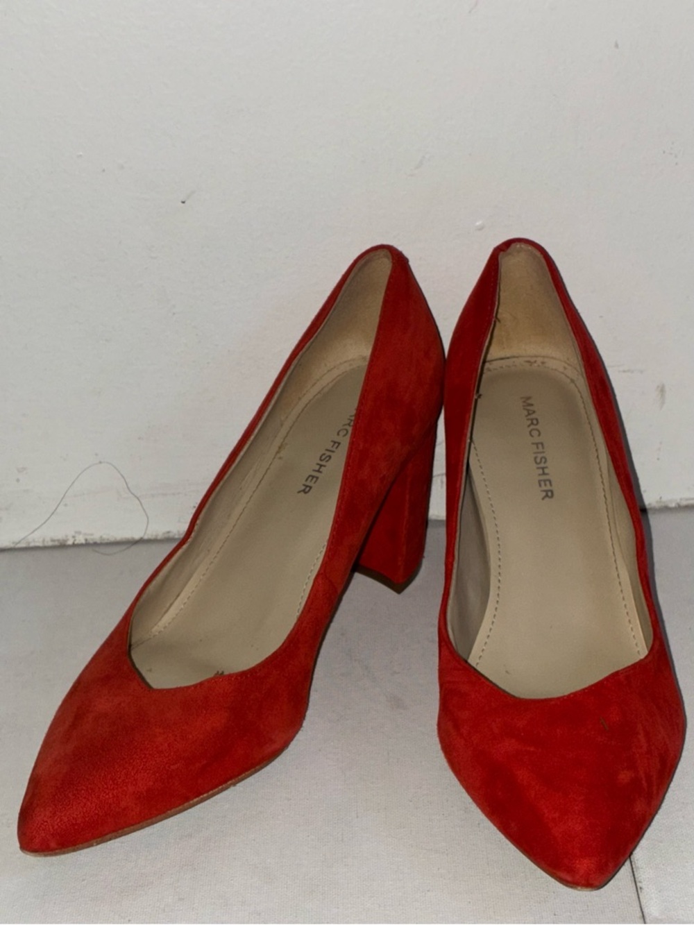 Marc Fisher Red Suede Pointed Toe Pump
